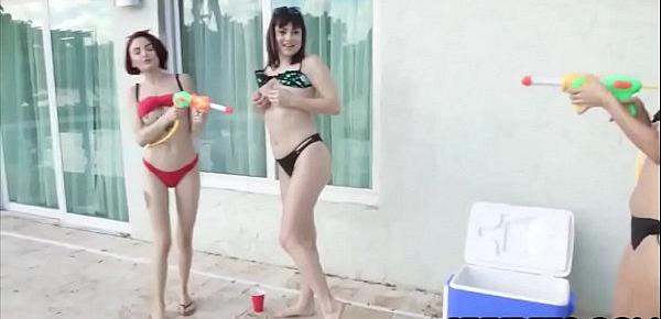  Wet hot american spring break with three lesbian teens